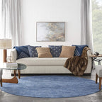 Nourison Home Nourison Essentials Navy Blue 8' x Round Area Rug - Easy Clean, Non Shedding, Bed Room, Living Room, Dining Room, Kitchen (8' x Round)