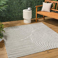 JONATHAN Y Hallie High-Low Curve Gray/Ivory 5x5 Square Indoor/Outdoor Area Rug, Minimalist, Pet Friendly, Non-Shedding, Stain Resistant, Hose-Washable for Backyard, Patio, Porch (SCN100A-5SQ)