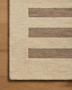 Loloi Leanne Ford Craven Collection CVN-05 Oatmeal/Bark 9'-3" x 13' Area Rug Striped, Patterned, Neutral, Living Room, Bedroom, Dining Room