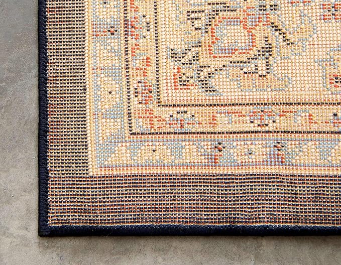 Unique Loom Sialk Hill Collection Area Rug - Washington (2' 2" x 3' 1" Rectangle Navy Blue/Cream)