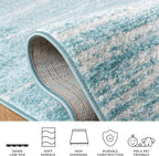 SAFAVIEH Adirondack Collection Area Rug - 4' Square, Aqua & Ivory, Modern Ombre Design, Non Shedding & Easy to Clean, Ideal for Living Room, Bedroom, Office, Dining Space (ADR113J)