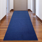 Custom Made Runner Rug Low Pile with Rubber Backing for Kitchen Foyer Hallway Entry Choose Your Length Size 26 Inch Wide Solid and Plain Dark Blue Color (39 feet x 26 inch)