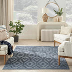 Nourison Home Versatile Navy Blue 6' x 9' Area Rug - Easy Clean, Non Shedding, Bed Room, Living Room, Dining Room, Kitchen (6' x 9')