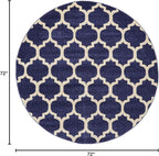 Rugs.com Lattice Collection Rug – 6 Ft Round Dark Blue Medium Rug Perfect for Kitchens, Dining Rooms