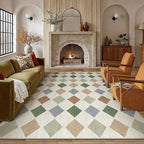 6x9 Checkered Area Rugs for Living Room Colorful Machine Washable Large Rug Non-Slip Stain Resistant Low Pile Boho Accent Indoor Throw Carpet for Bedroom Dining Room Classroom