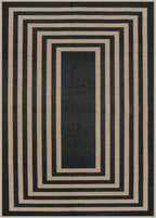 Lahome Modern Geometric Easy Jute Outdoor Rug, 5x7 Patio Living Room Rug Large Black Carpet for Bedroom, Farmhouse Washable Indoor Outdoor Carpet for Dining Room Backyard Deck