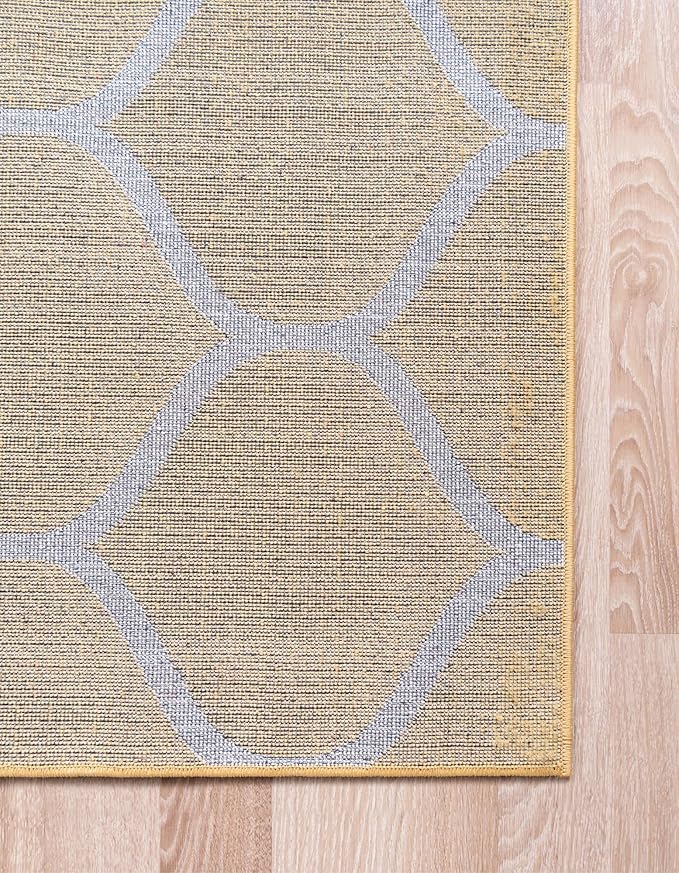 Rugs.com Lattice Frieze Collection Rug – 3' Square Yellow Medium Rug Perfect for Living Rooms, Kitchens, Entryways