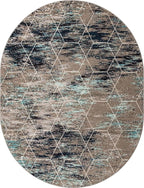 Unique Loom Trellis Frieze Collection Area Rug - Geometric (7' 10" x 10' Oval, Blue Multi/ Ivory)