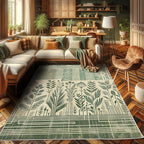 Ambesonne Leafy Design Decorative Rug, Boho Silhouettes of Jungle Leaves Grungy Stripes on Creamy Back, Quality Carpet for Bedroom Dorm and Living Room, 2' 2" x 3' 7", Laurel Green Champagne