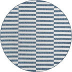 Unique Loom Outdoor Striped Collection Area Rug - Striped (7' 10" Round Blue/Ivory)