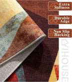 YIHOUSE Brown Entryway Rug 2x3, Small Burnt Orange Rug for Indoor Entrance, Farmhouse Kitchen Rugs Washable,Geometric Area Rug,Vintage Welcome Mats for Front Door, Burgundy Boho Rugs for Entryway