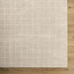 Livabliss x Our PNW Home Cascade Minimalist Grid Area Rug, 9'2" x 12', Light Beige