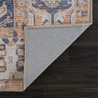 Bloom Rugs Washable 9' x 12' Rug - Orange/Blue/Beige Traditional Area Rug for Living Room, Bedroom, Dining Room, and Kitchen - Exact Size: 9' x 12'