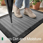 LUMI Inside Door Mat for Entry 20"x32", Absorbent, Dirt Trapper, Low Profile Thin, Non Slip Mats with Rubber Backing, Ideal for Indoor, High Traffic, Garage, Entrance, Classic Black