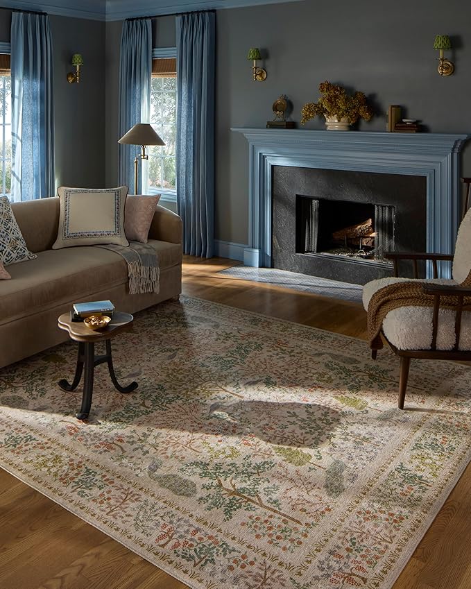 Loloi Rifle Paper Co. Canopy Collection CNP-05 Ivory 5'-0" x 5'-0" Round Accent Rug