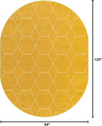 Unique Loom Trellis Frieze Collection Area Rug - Geometric (7' 10" x 10' Oval, Yellow/ Ivory)