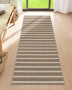Lahome Striped Easy Jute Hallway Runner Rug, 2x6 Kitchen Mats for Floor Washable Entryway Runner, Farmhouse Neutral Indoor Outdoor Carpet for Hallway 6ft Entry Laundry, Khaki