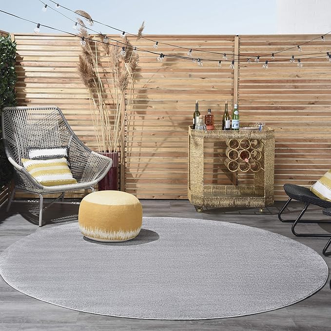 Nourison Home Nourison Essentials Silver Grey 10' x Round Area Rug - Easy Clean, Non Shedding, Bed Room, Living Room, Dining Room, Kitchen (10' x Round)