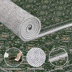 WITSHOCK Living Room Area Rugs 12x15: Soft Non-Slip Backing Washable Rugs Vintage Large Carpet for Bedroom Office Dining Room Kitchen Stain Resistant Home Decor Rug, Dark Green