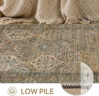 Bavni Kitchen Rug 2x5 Runner Rugs for Hallways Entryway, Washable Vintage Print Carpet, Ultra-Thin Chenille Low Pile Lightweight Rug with Non Slip Backing, Sepia