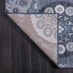 CAMILSON Indoor Outdoor Rug 10x14 Bohemian Medallion Floral Area Rugs for Indoor and Outdoor Patios Easy-Cleaning Non-Shedding Living Room Garden and Kitchen Washable Outside Carpet (10 x 14 / Navy)