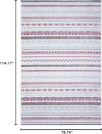 Alfa Rich 7x10 Mauve Off White Washable Area Rugs for Living Room Bedroom Kitchen Decor Cotton Rug