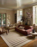 Loloi Leanne Ford Craven Collection CVN-05 Oatmeal/Bark 2'-6" x 7'-6" Runner Rug Striped, Patterned, Neutral, Hallway, Kitchen, Mudroom, and Bathroom