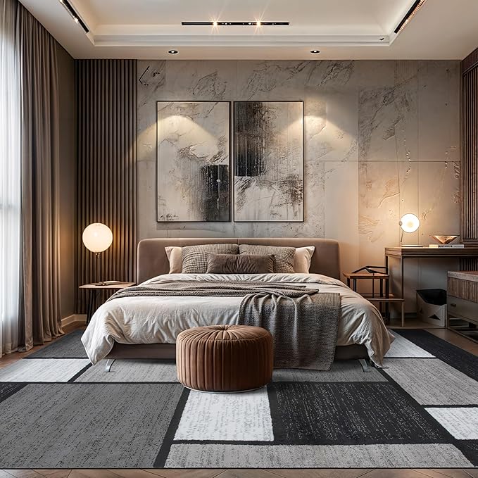 Rugshop Contemporary Modern Boxes for Home Office,Living Room,Bedroom,Kitchen Open Spaces Non Shedding Area Rug 12' x 15' Gray