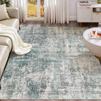 9x12 Area Rug Living Room Rugs - Washable Neutral Modern Abstract Soft Thin Large Rug Indoor Floor No Slip Rug Carpet for Bedroom Under Dining Table Home Office Decor - Green/Grey