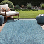 Beverly Rug Indoor Outdoor Rug 10x14, Washable Outside Carpet for Patio, Deck, Porch, Solid Modern Area Rug, Water Resistant, Aqua Blue