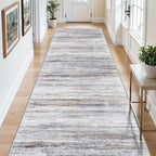 4x12 Runner Rug for Wide Hallway: Long Washable Runners for Entryway Living Room Dining Room - Stain and Water Resistant Rugs with Non-Slip Backing - Soft Low-Pile Carpet Beige Grey