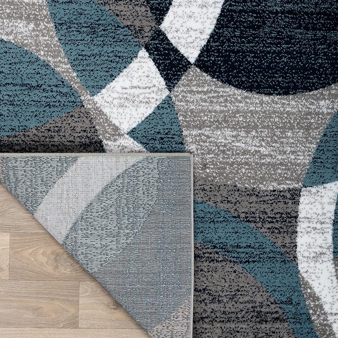 Rugshop Contemporary Abstract Circles Perfect for high Traffic Areas of Your Living Room,Bedroom,Home Office,Kitchen Round Rug 6' 6" Blue (6' 6" Diameter)