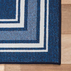 Beverly Rug Non Slip Area Rugs 5x7 Modern Bordered Non Skid Rubber Backing Soft Area Rug for Living Dining Room Easy to Clean Non Shedding Kitchen Bedroom Indoor Carpet 5 x 7 Navy