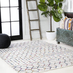 JONATHAN Y Boho Vintage Diamond Cream/Multi Indoor Area Rug 4X6 ft, Moroccan Hype for Living Room, Bedroom, Kitchen, Office, Easy-Cleaning, High Traffic, Pet-Friendly, Non-Shedding (MOH101H-4)