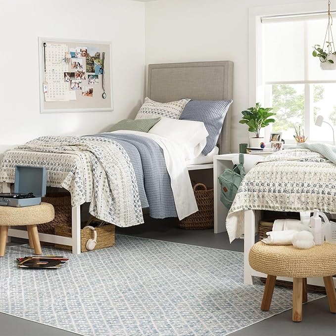 Dash and Albert Melange Diamond Machine Washable Area Rug - 4' x 6' Blue - Diamond Accent Rug - Anti-Slip Backing, Lightweight, Machine Washable, High Traffic Areas Kitchen, Mudroom, Laundry Room
