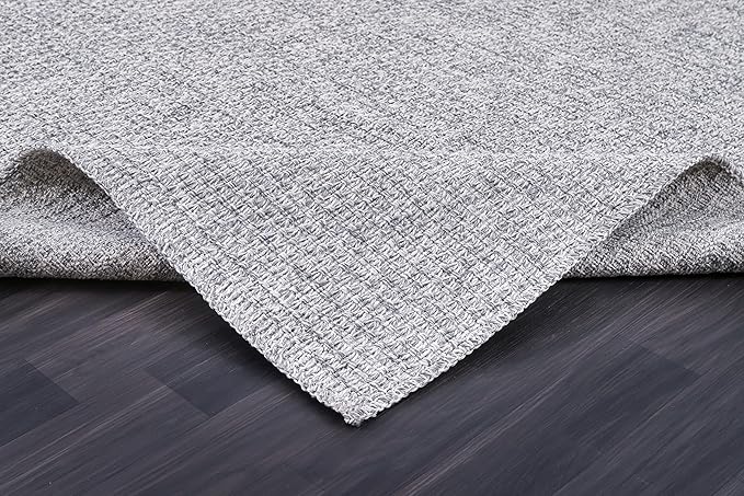 Easy Jute Rugs 6x9 Gray Color Living Room Indoor Outdoor Area Rug for Farmhouse Patio and Kitchen Rug High Traffic Washable Easy to Clean Solid Boho Woven Design Outside Carpet (6 x 9)