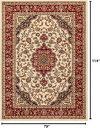 Well Woven Barclay Collection Medallion Kashan Ivory 6x9 Area Rug - for Living Room, Bedroom, and Dining Room