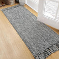 Collive Hallway Runner Rug, 2' x 5' Soft Washable Kitchen Runner Rug, Grey Contemporary Modern Laundry Room Rugs Indoor Hand-Woven Cotton Carpet for Bedroom Entryway Front Door Farmhouse