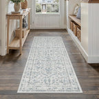 Blue 2x6 Runner Rug Vintage Area Carpet Hallway Indoor Kitchen Washable Low Pile Traditional Distressed Retro Accent Throw Rug Non Slip for Laundry Bathroom Office