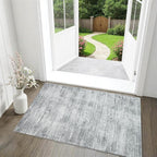 Gray Washable Non Slip Bathroom Rug Modern Aesthetic Abstract 2x3 Rug for Kitchen Floor Small Soft Light Grey Floor Protector Carpet for Entryway Bedside 2 x 3