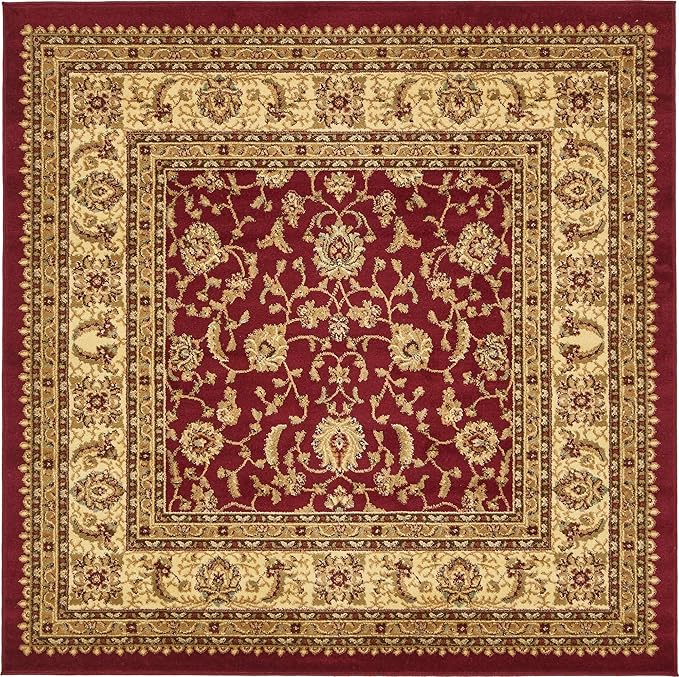 Unique Loom Voyage Collection Traditional Oriental Classic Intricate Design Area Rug (6' 0 x 6' 0 Square, Terracotta/Ivory)