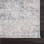 Bloom Rugs Washable Non-Slip 2x3 Rug - Ocean Blue/Brick Traditional Oriental Area Rug for Living Room, Bedroom, Dining Room, and Kitchen - Exact Size: 2' x 3'