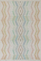 Dash & Albert Zarek Multi Machine Washable Rug, Runner-2.5 X 8 Feet, Multicolored/White Chevron Pattern