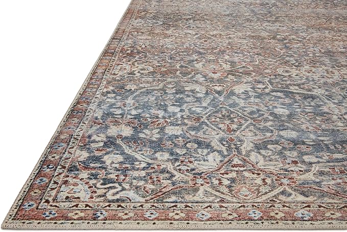 Loloi Chris Loves Julia Jules Collection JUL-06 Denim/Spice 3'-6'' x 5'-6'', .13" Pile Height, Accent Rug