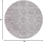 Unique Loom Trellis Frieze Collection Area Rug - Geometric (8' Round, Light Gray/ Ivory)