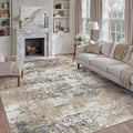 8x10 Abstract Area Rug Brown Washable Modern Neutral Living Room Carpet Non Slip Ultra Soft Low Pile Contemporary Bedroom Large Rug Indoor Office Dining Room Under Table Playroom