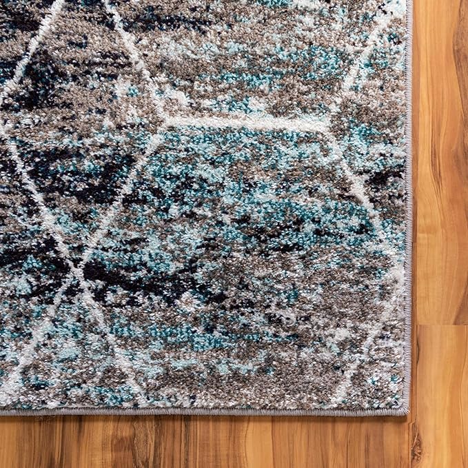 Unique Loom Trellis Frieze Collection Area Rug - Geometric (10' x 14', Blue Multi/ Ivory)