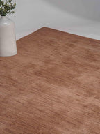 Hand Knotted Loom Wool ECO-Friendly Area Rugs - 4'x6', Rectangle, Light Brown Color, Solid Plain Design, High Pile Thick Handmade Anti Skid Rugs for Living Room (L00111)