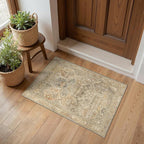 Bavni 2x3 Entryway Rug Bathroom Rugs for Front Door Bedroom Bathroom Kitchen, Washable Vintage Print Carpet, Ultra-Thin Chenille Lightweight Rug with Non Slip Backing, Wood