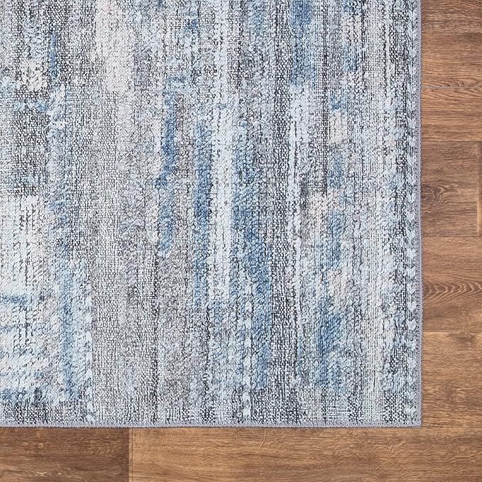 Bloom Rugs Washable Non-Slip 3' x 5' Rug - Gray/Blue/Blush Modern Abstract Area Rug for Living Room, Bedroom, Dining Room, and Kitchen - Exact Size: 3' x 5'